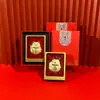 Crachá Corporativo Personalizado Logo Ouro Puro 999 Gato da Sorte Diário Ouro Ornamentos de Alto Padrão Presentes Decorativos para Negócios