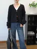 Nuevo Cárdigan de Punto Corto Retro Retorcido con Cuello en V, Estilo Holgado Perezoso, Suéter Suave para Mujer, Otoño e Invierno 2025