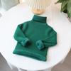 [em estoque suéter infantil de veludo peça única suéter infantil gola alta parcial meninas branco com forro de fleece lã espessa baixo