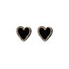 Nuevos Pendientes de Amor de Contraste Blanco y Negro Retro Coreano ins Lindos Pendientes de Corazón de Alto Grado Versátiles Pin de Plata 925