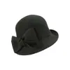 Rongmei 2026 Nuevo Sombrero Clásico Hepburn Transfronterizo con Ala Curva, Sombrero de Mezcla de Seda y Lana, Elegante Sombrero de Estilo Francés