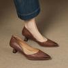 Zapatos de Tacón Alto Más Cómodos con Suelas Gruesas Suaves y Deportivas, Temporada Otoño 2025, Tacones Finos, Punta Fina, Piel Genuina, Boca Baja, Zapatos de Trabajo para Mujer