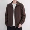 Chaqueta de solapa lavada de algodón puro para hombre, nueva prenda exterior casual de primavera/otoño con cuello de béisbol, estilo workwear holgado y versátil