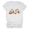 T-shirt feminina europeia fofa e divertida da Amazon, com quatro fantasmas, morcegos, estrelas, livro, gola redonda e manga curta