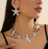 Collar Colgante de Estrella de Mar Estilo Resort Oceánico Transfronterizo Europeo y Americano Moda Personalidad Lujo Ligero Geométrico Metal Joyería Set para Mujer