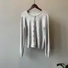 Cardigan de tricô listrado color block estilo coreano Beishan Tongshu para mulheres, jaqueta suéter fina versátil de gola redonda de outono P168