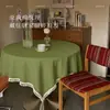 Mantel con borde de borlas estilo francés, mantel redondo de lino-algodón para comedor, mantel individual de color liso, mantel ambiental para mesa de centro de sala de estar