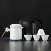 Juego de té de kung fu de viaje de cerámica de jade con grasa de oveja, tetera de porcelana blanca, cuatro tazas, regalo para un compañero de negocios, logotipo
