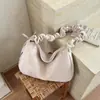 Bolsa Tote Casual Plissada Estilo Coreano Bolsa Bolinho Feminina Chegada Nova Verão 2026 Texturizada Elegante Cor Sólida Retrô Bolsa de Ombro