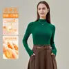 Camisa de base de veludo com gola alta para mulheres outono e inverno forrada com fleece espessada quente roupa íntima roupas de outono top de manga comprida com escovação dupla face