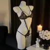 Lingerie Sexy Estampa de Leopardo Macacão Sem Tira Extremamente Tentador Uniforme para Encontro 9587