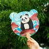 Abanico con diseño de panda AR, recuerdo turístico de Sichuan, tarjeta de viaje de la ciudad, abanico con diseño de panda de flores y Ye Qizi Meng Lan