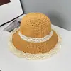 Sombrero de Playa de Verano Estilo Coreano Protección Solar Protección UV Sombrero de Playa Estilo Japonés Dulce Tejido Encaje Sombrero de Paja Mujeres