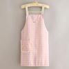 Overol de Lona Transpirable Estilo Coreano Delantal de Manga Larga Antimanchas Cocina Hogar Ropa de Trabajo de Cintura para Mujer para Adultos