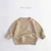 Nova Roupa de Outono/Inverno Infantil para Meninos e Meninas, Suéter da Moda Cor Sólida Estilo Coreano, Pulôver de Tricô Solto, Camiseta Básica Gola Redonda