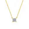 Bestseller internacional: Corrente com pingente de moissanita quadrada corte Asscher, banhada a ouro 18K, toque de luxo, fornecimento para live stream, colar de prata s925
