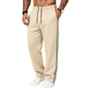 2026 Calça de Moletom Casual Simples Cross Americano Malha Sarjada de Algodão Pérola Listra Lateral Esportiva Longa