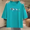 Camiseta de manga corta a media manga para mujer de comercio exterior transfronterizo, talla grande holgada para mujeres de talla grande, disimula la barriga y oculta la grasa, top adelgazante de manga media