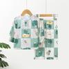 Conjunto de Pijama de Algodón para Niños de Verano, Pijama Delgado de Algodón de Manga Larga para Niños y Niñas, Ropa de Casa para Niños, Ropa para Aire Acondicionado, Fresco y Cómodo
