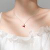 Collar con colgante de cereza de diamante rojo chapado en plata 925 para mujer, cadena para clavícula, lindo estilo coreano, cool, elegante, combina con todo