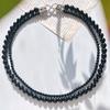 Guofeng retro alta calidad ágata negro natural diseño de doble capa cadena de suéter desmontable cadena para la clavícula collar