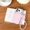 Capa de Celular Rosa Estilo Coreano com Laço Maçã 17Promax Adequada para 16Promax Cola Gotejada Galvanizada 15Pro14P