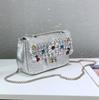 Bolsa Cobra Diamante Estilo Chanel Ombro Único Transversal Bolsa Gema de Cristal Bolsa Mãe Quente Bolsa Corrente Lantejoura Florida Bolsa Furada