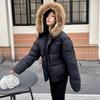 2025 Nueva Coolline Lin Zixi Altamente Recomienda Chaqueta Corta de Algodón Color Té con Leche de Piel de Mapache Grande para Mujer Invierno