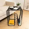 Mesa de Centro Pequena para Sala de Estar Estilo Dopamina Bauhaus Que Não Ocupa Espaço, Prateleira de Ferro para Mesa de Cabeceira, Mesa Lateral para Sofá