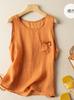 Chaleco Fino de Algodón y Lino para Mujer Verano 2026, Corte Holgado, Ropa Exterior, Camisola, Capa Interior, Camiseta Básica, Ropa Elegante para Mujer