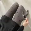 Leggings de lunares grises, estilo otoño e invierno, medias de lunares grises retro, leggings con estampado de corazones estilo miu para mujer