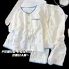 Pijama de Dibujos Animados Lindo para Niños Primavera y Otoño Manga Larga Pantalón Largo Algodón Delgado Set de Nube para Niñas Cuello Solapa Dibujos Animados Ropa de Casa