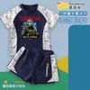 Traje de baño de dos piezas para niño gordito Set Delta Estampado de Acción Bañador de Secado Rápido Gorro de Natación Gafas de Natación Equipo de Natación