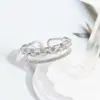 Anel de abertura em formato de cobra com microincrustação de diamantes, de alta qualidade, feminino, anel de peixe pequeno requintado, joia de mão simples, moderna e versátil