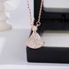 Collar de falda corta de plata esterlina s925 para mujer, colgante de fritillaria en forma de abanico, cadena de clavícula de doble cara, diseño de nicho.