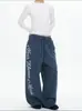 Pantalones deportivos holgados de estilo americano de moda para hombre y mujer, de corte recto y pierna ancha, con estampado de letras, casual, para jazz y hiphop
