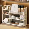 Armário Espelhado Caixa de Armazenamento Prateleira para Máscaras Banheiro Cosméticos Porta-Batom Arte em Ferro Organizador Compartimentado