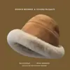 Sombrero de Pescador de Lana de Oveja para Otoño e Invierno, Sombrero Versátil Estilo Japonés que Hace que la Cara Parezca Más Pequeña, Sombrero de Cubo de Felpa Engrosado y Cálido para Invierno, Moderno