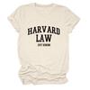 Amazon Ebay Estación Independiente Cómoda Casual Mujer Harvard Law Solo Cuello Redondo Camiseta de Manga Corta al Mayoreo