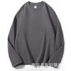 Sudadera de manga larga con cuello redondo de algodón puro peinado grueso de 260 g para hombre y mujer, ropa de otoño de color liso con hombros descubiertos