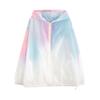 Chaqueta con Capucha Tie-Dye Arcoíris Protección Solar para Mujer 2025 Nuevo Verano Delgada Anti-UV Cardigan Ropa Exterior