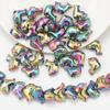 Colgante de cristal de vidrio de delfín 11X16mm con agujero, cuentas sueltas, accesorios para joyería DIY, material para abalorios, galvanoplastia, color mágico