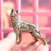 Latão Puro Cão Lobo Grande Cão do Zodíaco Cão Pastor Chinês Objetos Antigos Retrô Decoração de Mesa Animal de Estimação para Chá Artesanato Enfeites