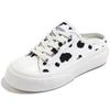 Zapatos blancos de media caña para mujer, novedad de verano 2021, sin tacón, planos, de lona, sin cordones y combinables.