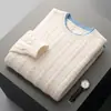 Nuevo suéter de lana de cuello redondo grueso para hombre de otoño e invierno, suéter casual de punto trenzado para hombres jóvenes y de mediana edad, suéter cálido de lana pura