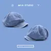 Boina Azul de Mezclilla Lavada Estilo Nuevo Primavera y Otoño para Mujer, Sombrero Octogonal Artístico de Moda Estilo Japonés, Tendencia de Sombrero de Artista Primavera y Verano
