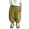 Pantalones de Linterna para Niños Verano Nuevo Estilo Suaves Amigables con la Piel Sueltos Casuales Versátiles Color Sólido Pantalones Anti-Mosquitos Pantalones de Puño para Niños