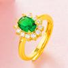 Vietnã areia jóias de ouro banhado a latão jóias de ouro real micro embutimento gema anel de abertura acessórios de moda jóias por atacado