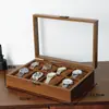 En Stock Piel con Textura de Madera Almohada Suave Caja de Almacenamiento para Relojes a Prueba de Polvo con Tapa Caja de Colección de Relojes Caja de Almacenamiento para Pulseras y Joyas