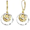 Pendientes de Hebilla de Disco Nuevos Populares Transfronterizos Aro Dorado y Plateado Pendientes Largos Pendientes Largos de Hebilla Martillada Hipoalergénicos